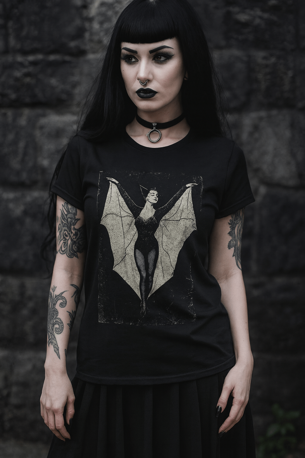 T-Shirt - Bat Lady | Goth/Gothic Pin - up | Pullover Hoodie from Crypto Zoo Tees
