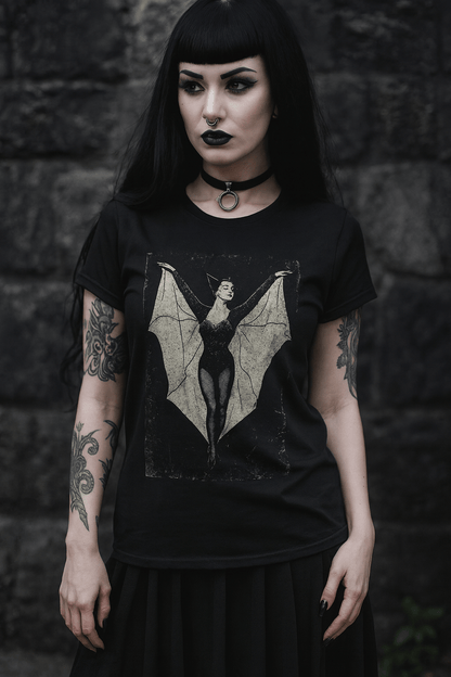 T-Shirt - Bat Lady | Goth/Gothic Pin - up | Pullover Hoodie from Crypto Zoo Tees