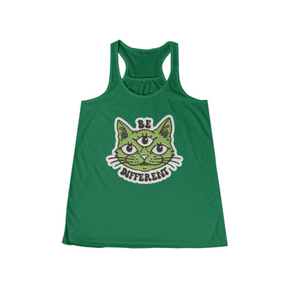 Tank Top - Be Different Three Eyed Cat | Ladies Racerback Tank Top from Crypto Zoo Tees