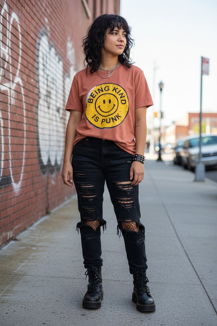 T-Shirt - Being Kind Is Punk Shirt | Funny, Punk | Light Fitted - Unisex Bella+Canvas 3001 from SHIRT MONSTERS