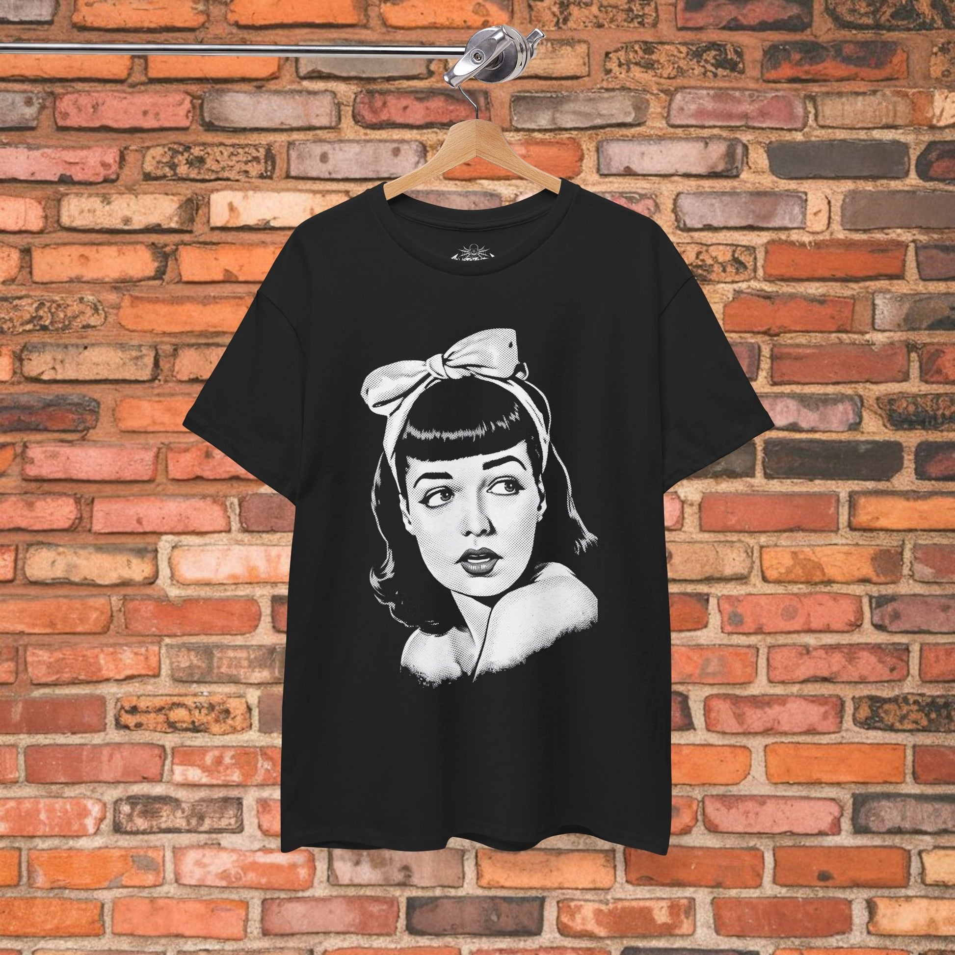 T-Shirt - Bettie Page Shirt | Unisex Heavy Cotton | Rockabilly, Goth/Gothic from SHIRT MONSTERS (Formally Crypto Zoo Tees)