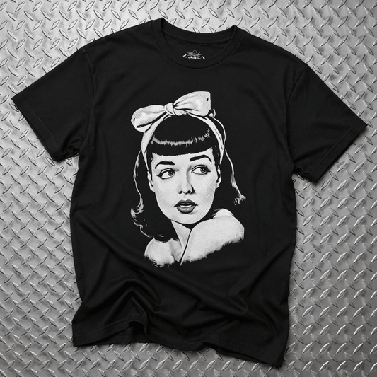 T-Shirt - Bettie Page Shirt | Unisex Heavy Cotton | Rockabilly, Goth/Gothic from SHIRT MONSTERS (Formally Crypto Zoo Tees)
