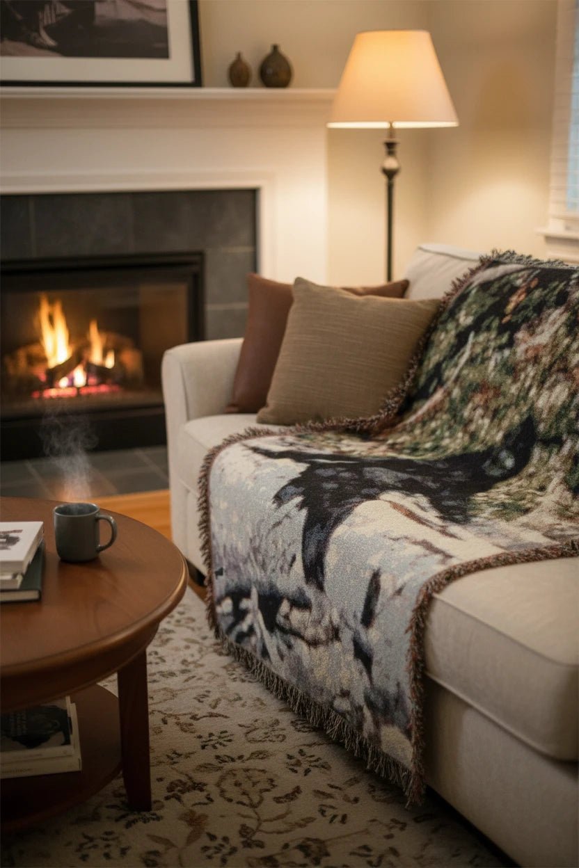 Home Decor - Bigfoot Blanket | Patterson Gimlin Photo | Woven Cotton Throw | Bigfoot, Cryptids from Crypto Zoo Tees