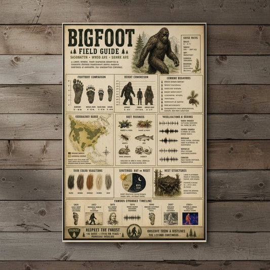 Poster - Bigfoot Field Guide Poster | Wall Art | Bigfoot, Cryptids, Retro & Vintage from Crypto Zoo Tees