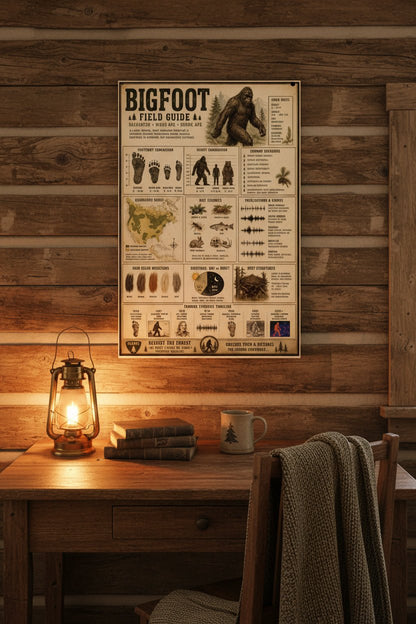 Poster - Bigfoot Field Guide Poster | Wall Art | Bigfoot, Cryptids, Retro & Vintage from Crypto Zoo Tees