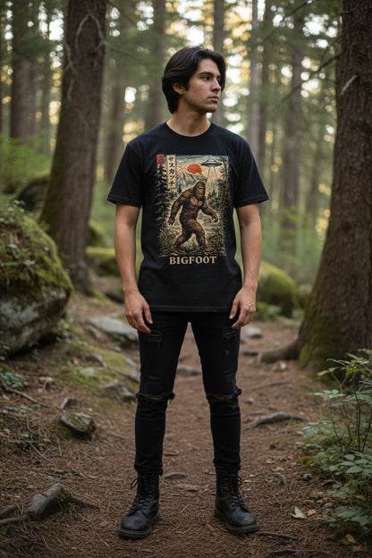 T-Shirt - Bigfoot Japan Shirt | Unisex Heavy Cotton - Gildan 5000 | Bigfoot, Cryptids, Horror, Retro & Vintage from Crypto Zoo Tees
