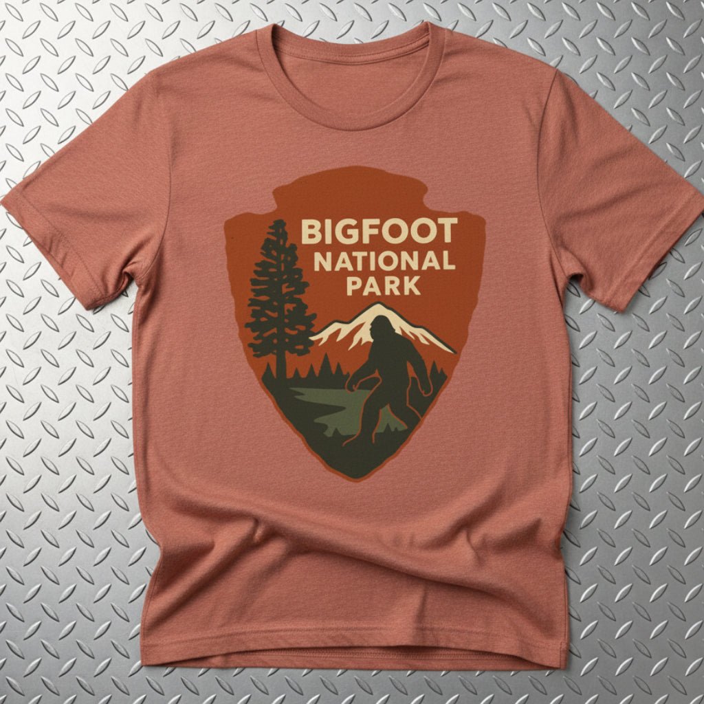 T-Shirt - Bigfoot National Park Shirt | Bigfoot, Cryptids | Light Fitted - Unisex Bella+Canvas 3001 from SHIRT MONSTERS