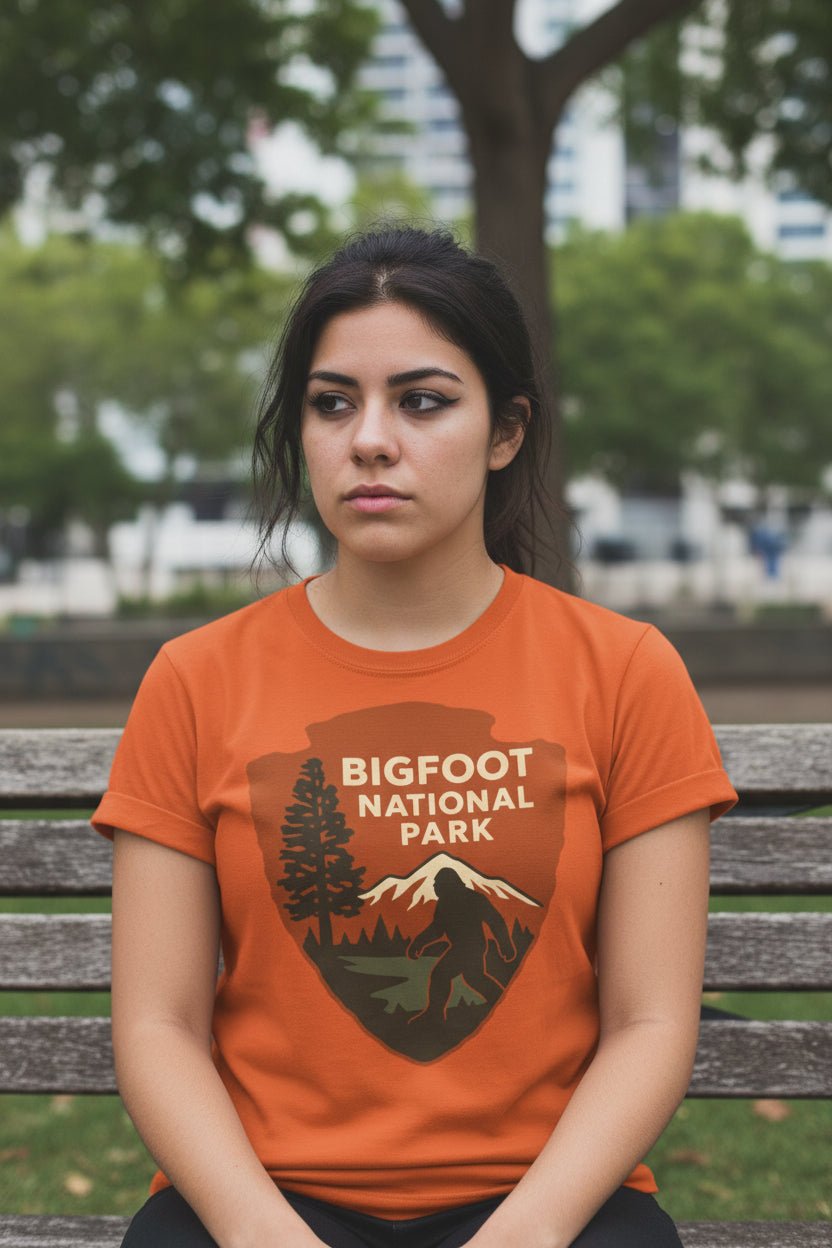 T-Shirt - Bigfoot National Park Shirt | Bigfoot, Cryptids | Light Fitted - Unisex Bella+Canvas 3001 from SHIRT MONSTERS