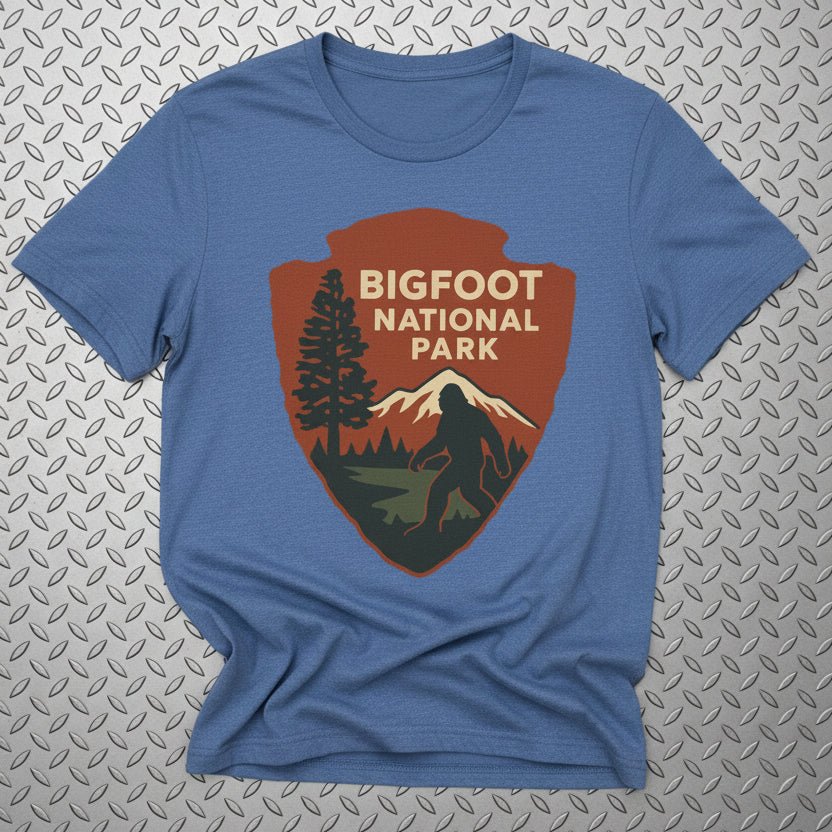 T-Shirt - Bigfoot National Park Shirt | Bigfoot, Cryptids | Light Fitted - Unisex Bella+Canvas 3001 from SHIRT MONSTERS