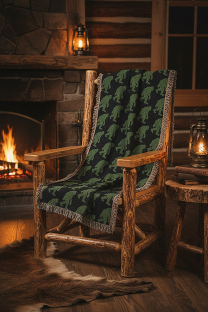 Home Decor - Bigfoot Pattern Blanket | Woven Throw | Bigfoot, Cryptids from Crypto Zoo Tees