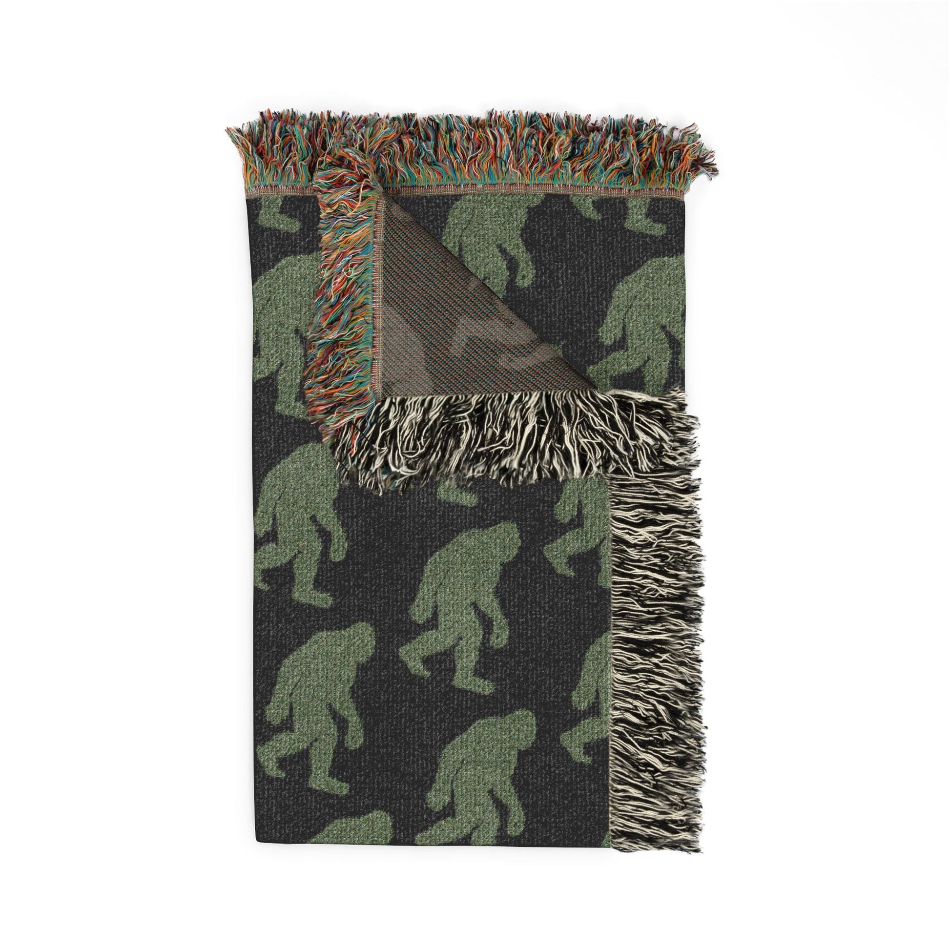 Home Decor - Bigfoot Pattern Blanket | Woven Throw | Bigfoot, Cryptids from Crypto Zoo Tees