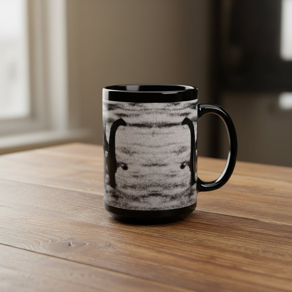 Mug - Bigfoot Riding Loch Ness Mug | Black 15oz Ceramic | Cryptids, Alien & UFO from Crypto Zoo Tees