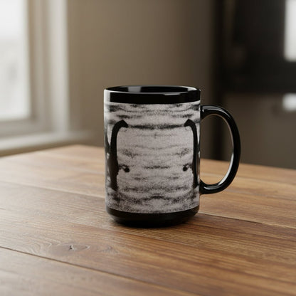 Mug - Bigfoot Riding Loch Ness Mug | Black 15oz Ceramic | Cryptids, Alien & UFO from Crypto Zoo Tees