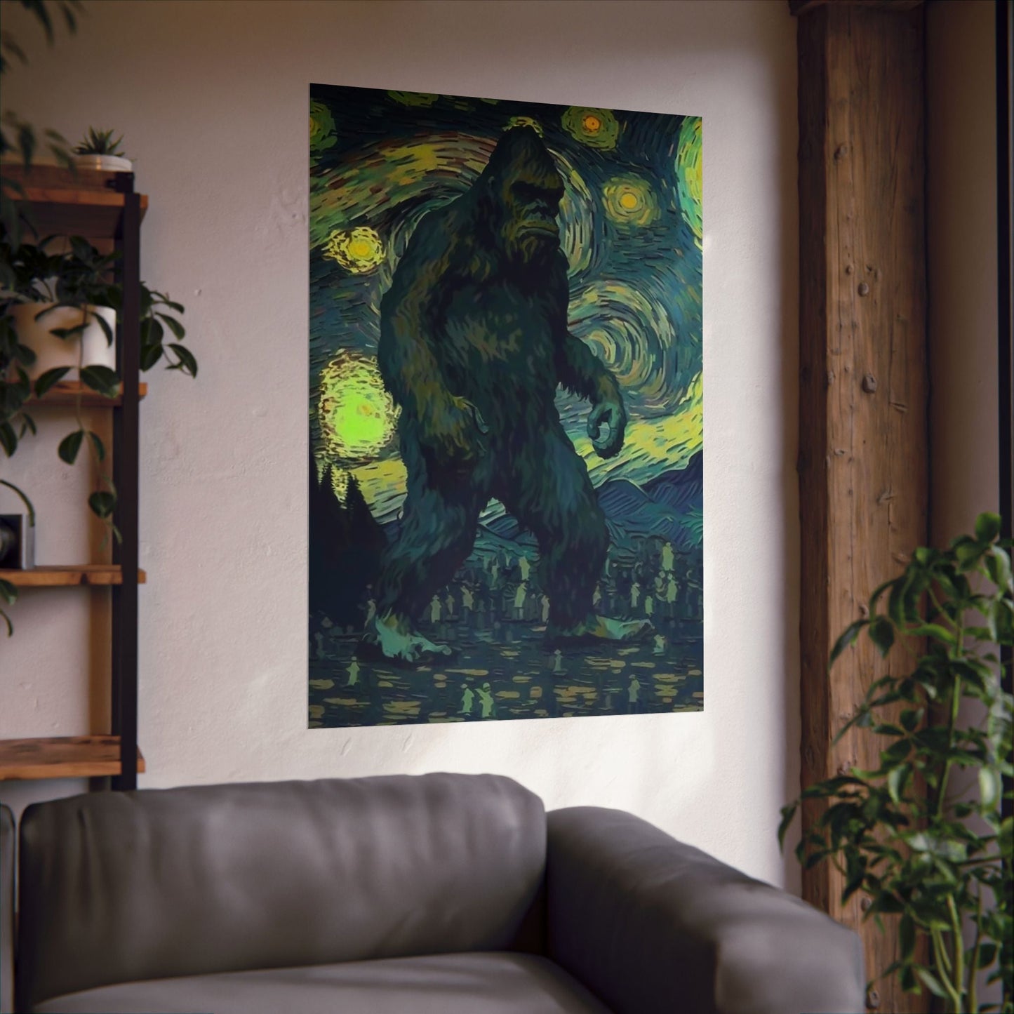 Poster - Bigfoot Starry Night Poster | Wall Art | Bigfoot, Art & Artists from Crypto Zoo Tees
