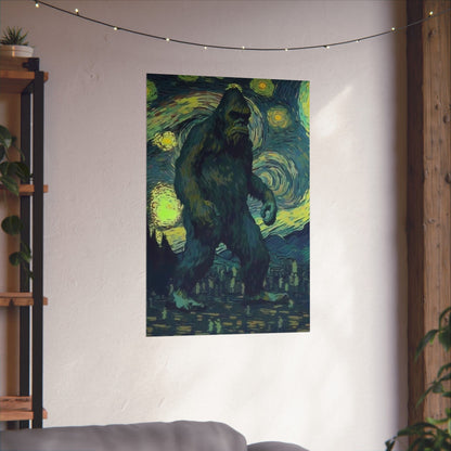 Poster - Bigfoot Starry Night Poster | Wall Art | Bigfoot, Art & Artists from Crypto Zoo Tees
