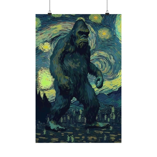 Poster - Bigfoot Starry Night Poster | Wall Art | Bigfoot, Art & Artists from Crypto Zoo Tees
