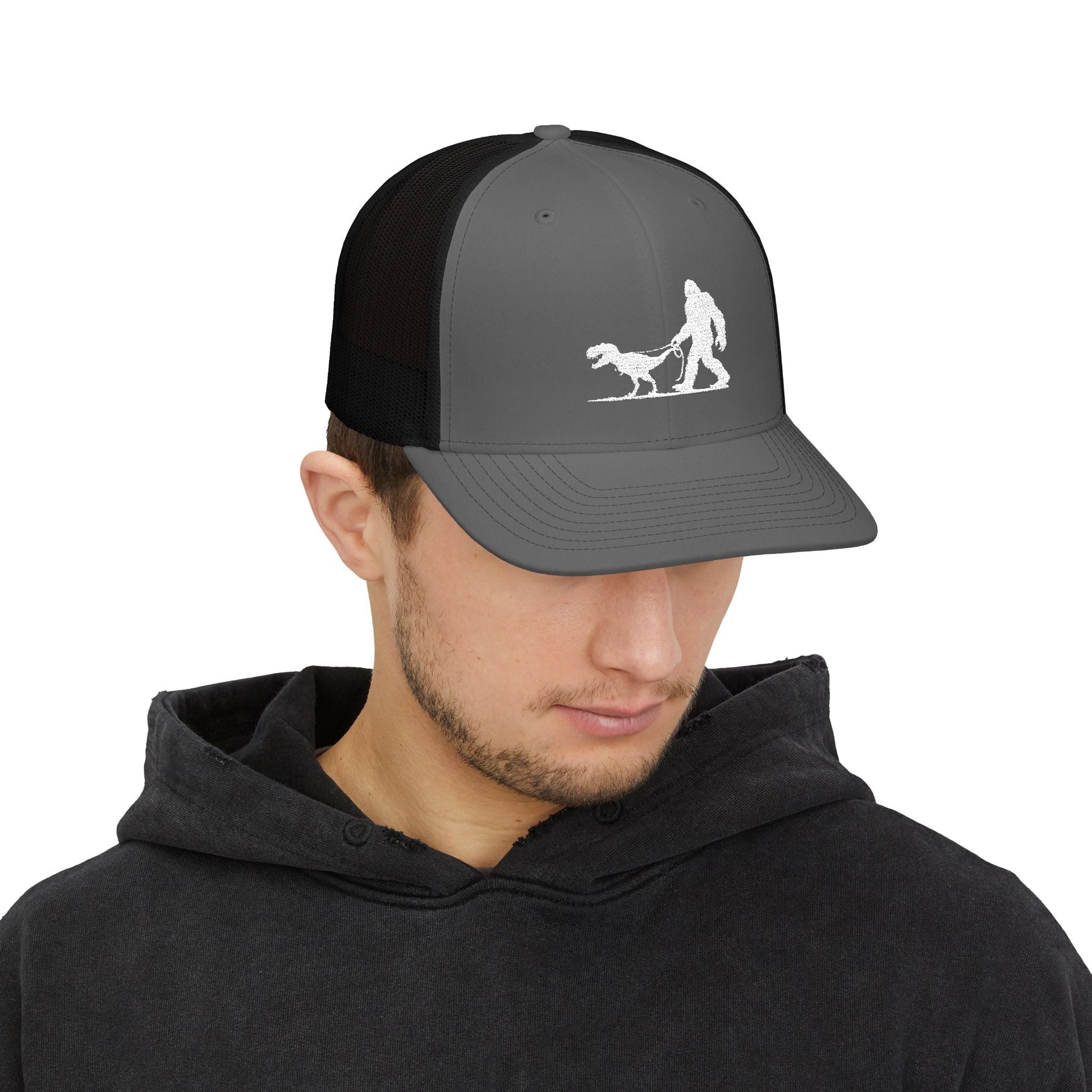 Hats - Bigfoot Walking Dinosaur Hat | Trucker Cap | Cryptids, Funny from Crypto Zoo Tees