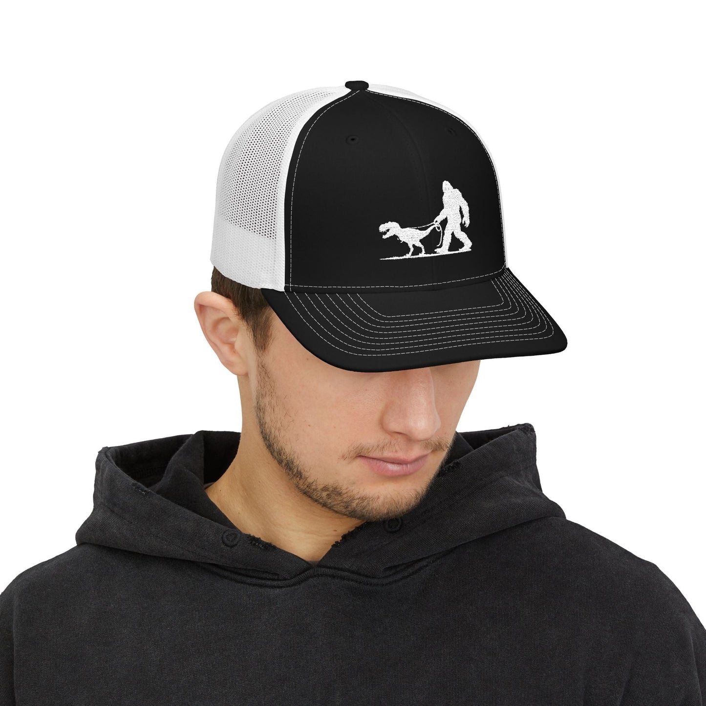 Hats - Bigfoot Walking Dinosaur Hat | Trucker Cap | Cryptids, Funny from Crypto Zoo Tees