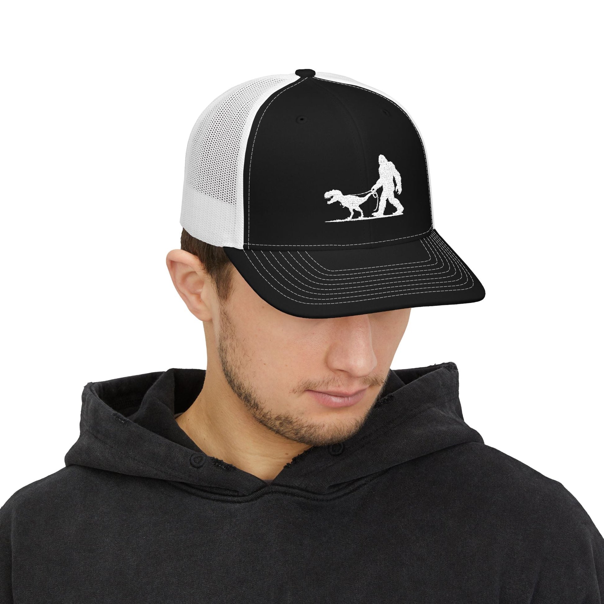 Hats - Bigfoot Walking Dinosaur Hat | Trucker Cap | Cryptids, Funny from Crypto Zoo Tees