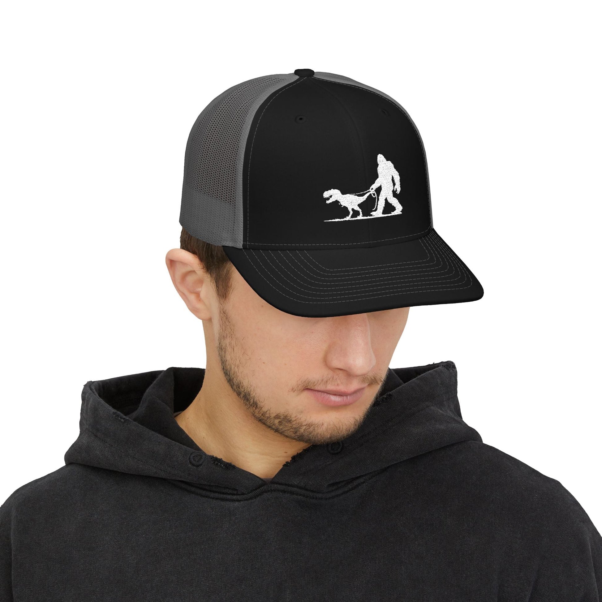 Hats - Bigfoot Walking Dinosaur Hat | Trucker Cap | Cryptids, Funny from Crypto Zoo Tees