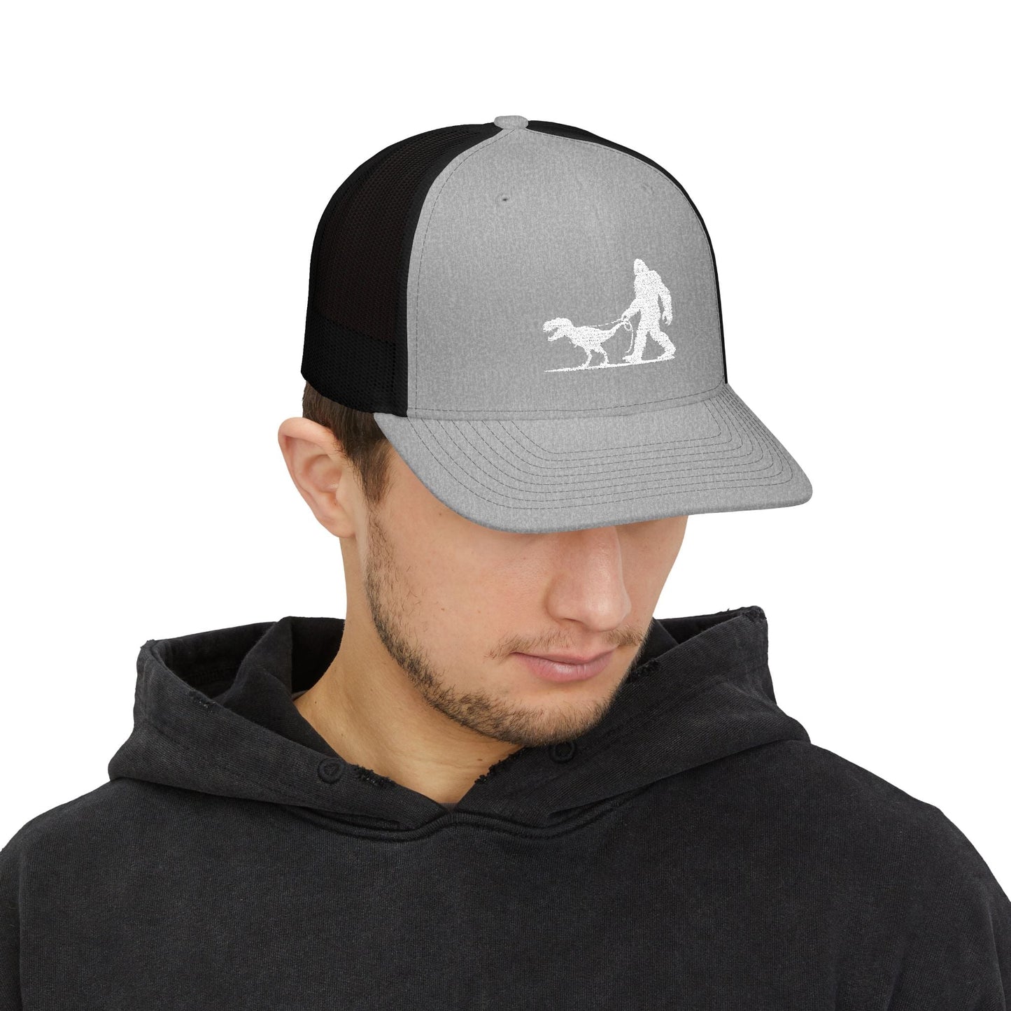 Hats - Bigfoot Walking Dinosaur Hat | Trucker Cap | Cryptids, Funny from Crypto Zoo Tees