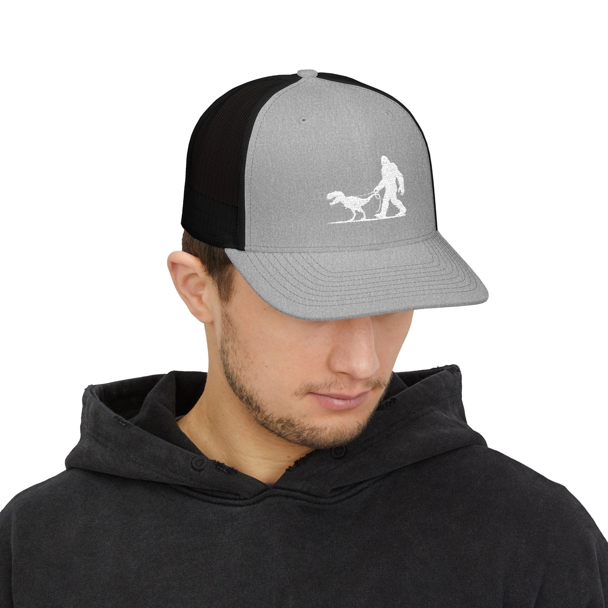 Hats - Bigfoot Walking Dinosaur Hat | Trucker Cap | Cryptids, Funny from Crypto Zoo Tees