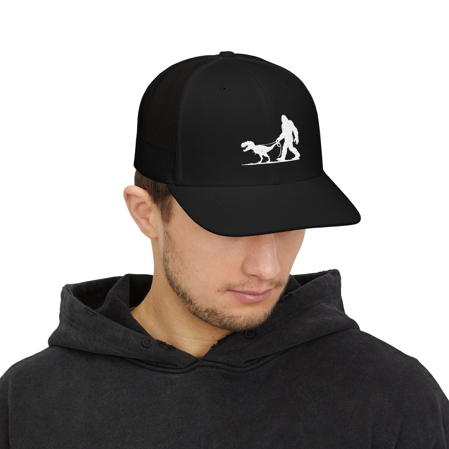 Hats - Bigfoot Walking Dinosaur Hat | Trucker Cap | Cryptids, Funny from Crypto Zoo Tees