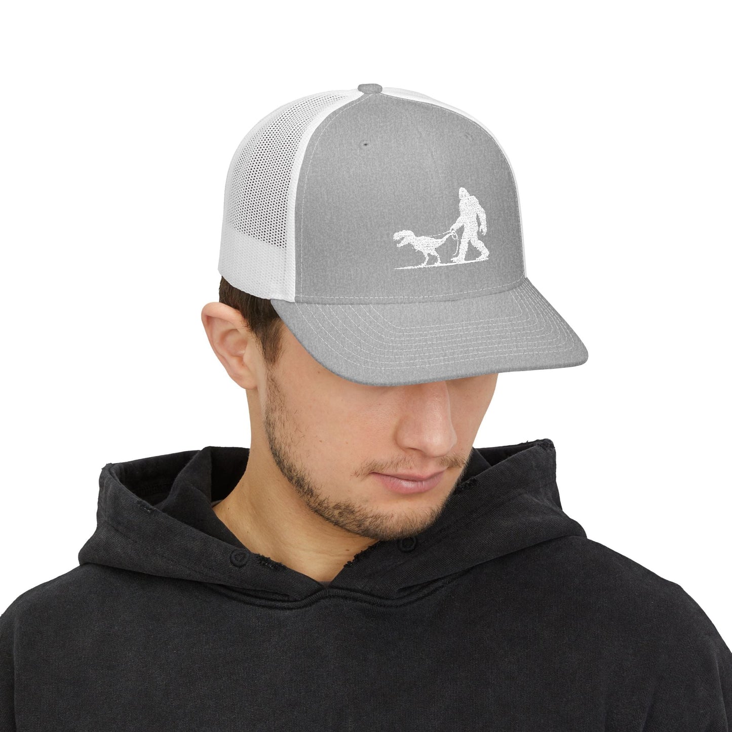 Hats - Bigfoot Walking Dinosaur Hat | Trucker Cap | Cryptids, Funny from Crypto Zoo Tees