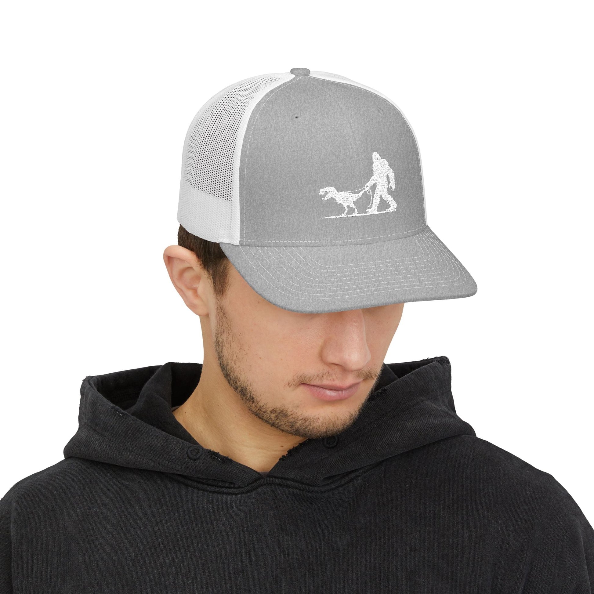 Hats - Bigfoot Walking Dinosaur Hat | Trucker Cap | Cryptids, Funny from Crypto Zoo Tees