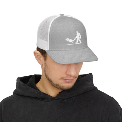Hats - Bigfoot Walking Dinosaur Hat | Trucker Cap | Cryptids, Funny from Crypto Zoo Tees