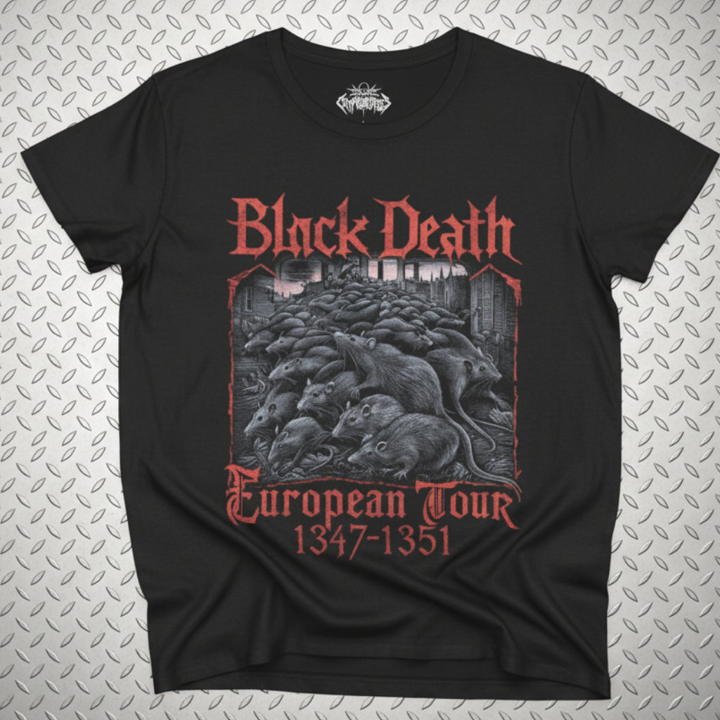 T-Shirt - Black Death Tour Shirt | Funny, Metal | Unisex Shirt, Ladies Tee, Tank Top, Long Sleeve, Sweatshirt, Hoodie from Crypto Zoo Tees