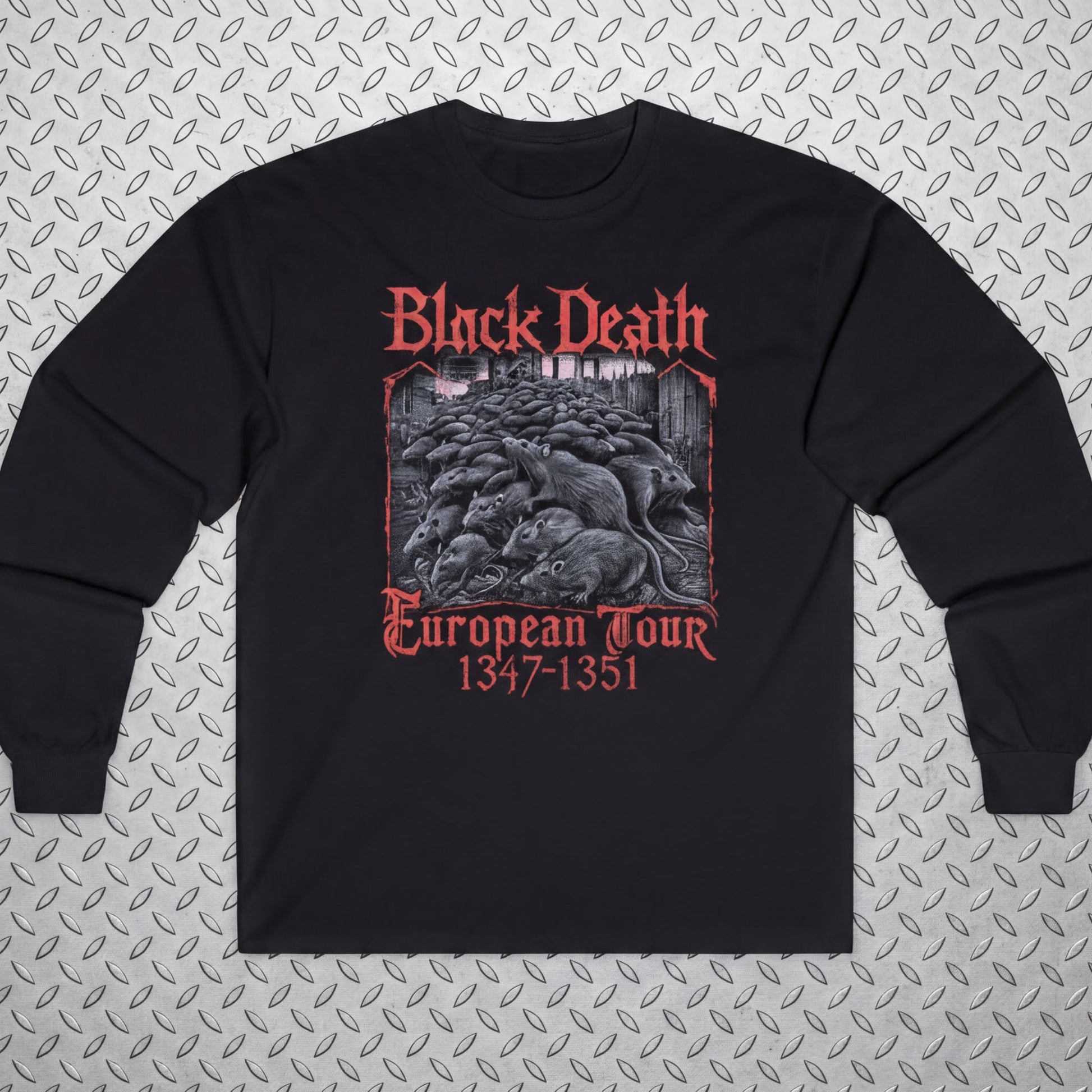 T-Shirt - Black Death Tour Shirt | Unisex Long Sleeve Tee - Gildan 2400 | Horror | Metal from SHIRT MONSTERS