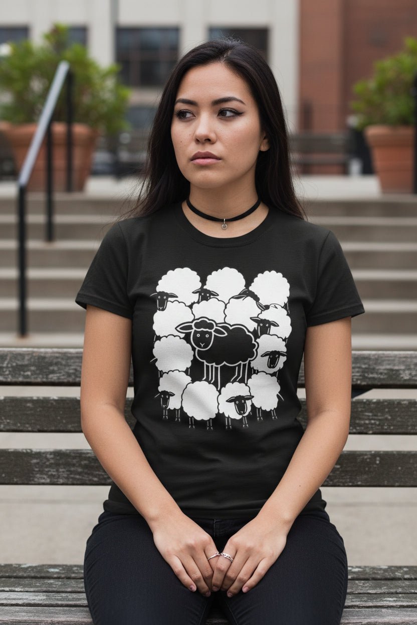 Hoodie - Black Sheep Shirt | Animals, Funny, Punk, Goth | Fitted Tee (Multiple Colors) from SHIRT MONSTERS