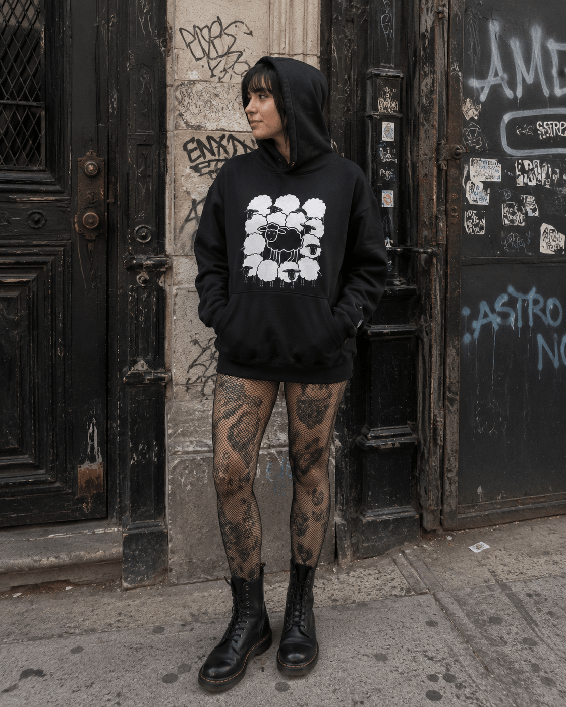 Hoodie - Black Sheep Shirt | Animals, Funny, Punk, Goth | Fitted Tee (Multiple Colors) from SHIRT MONSTERS