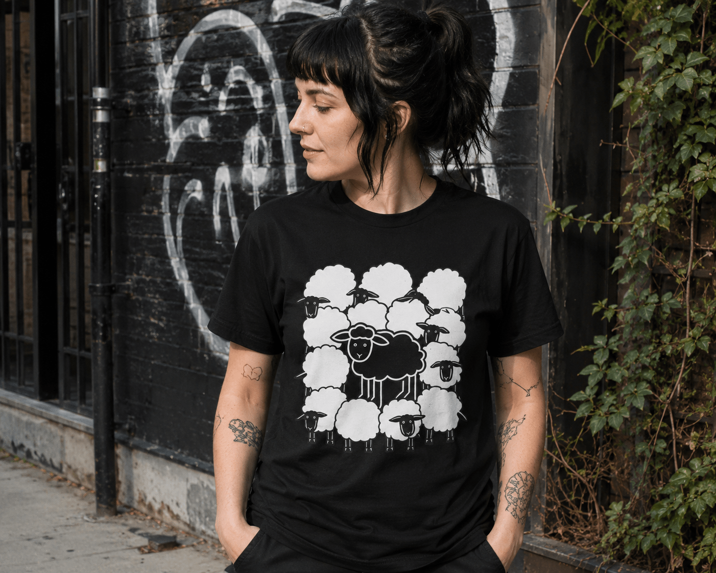 Hoodie - Black Sheep Shirt | Animals, Funny, Punk, Goth | Fitted Tee (Multiple Colors) from SHIRT MONSTERS