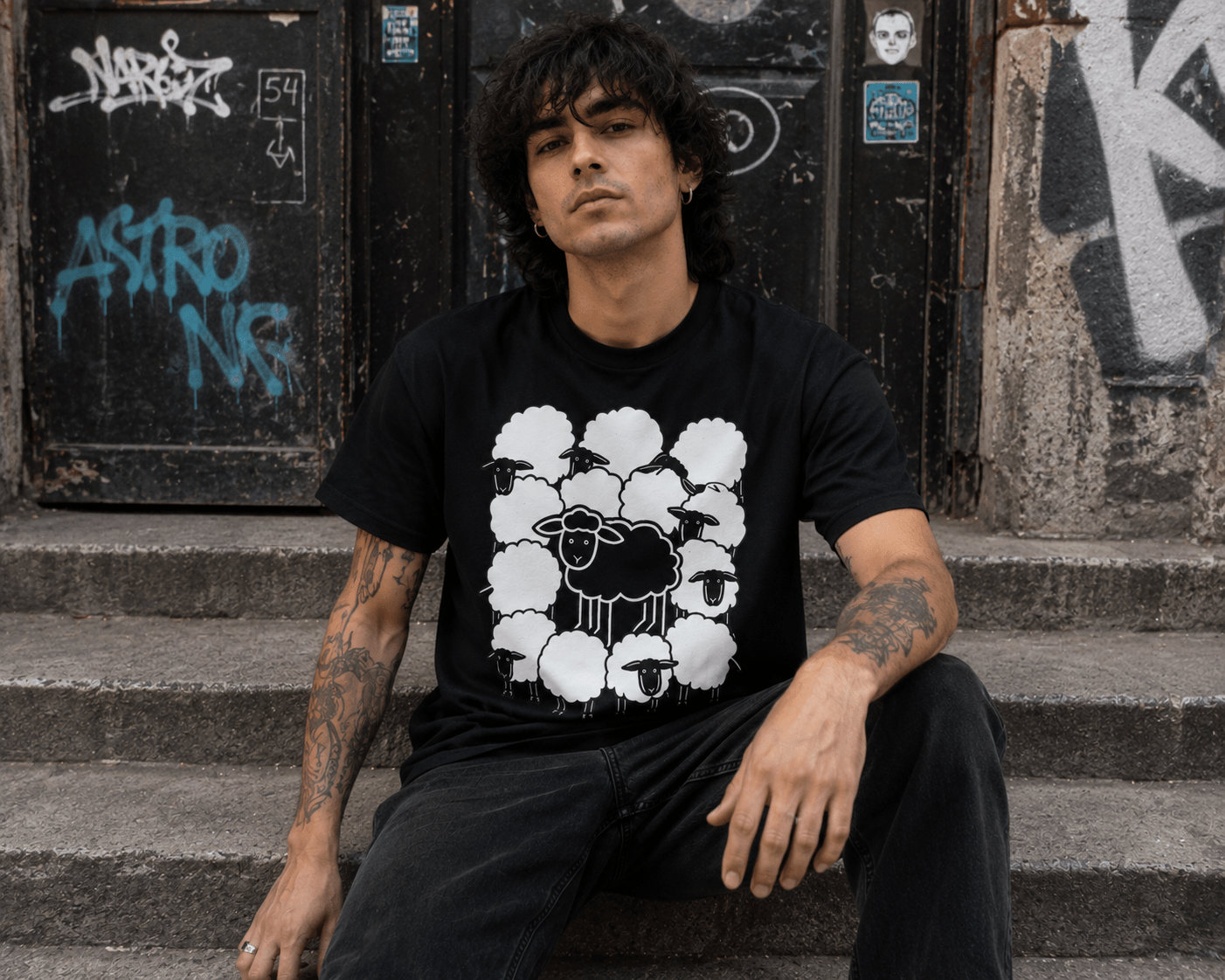 Hoodie - Black Sheep Shirt | Animals, Funny, Punk, Goth | Fitted Tee (Multiple Colors) from SHIRT MONSTERS