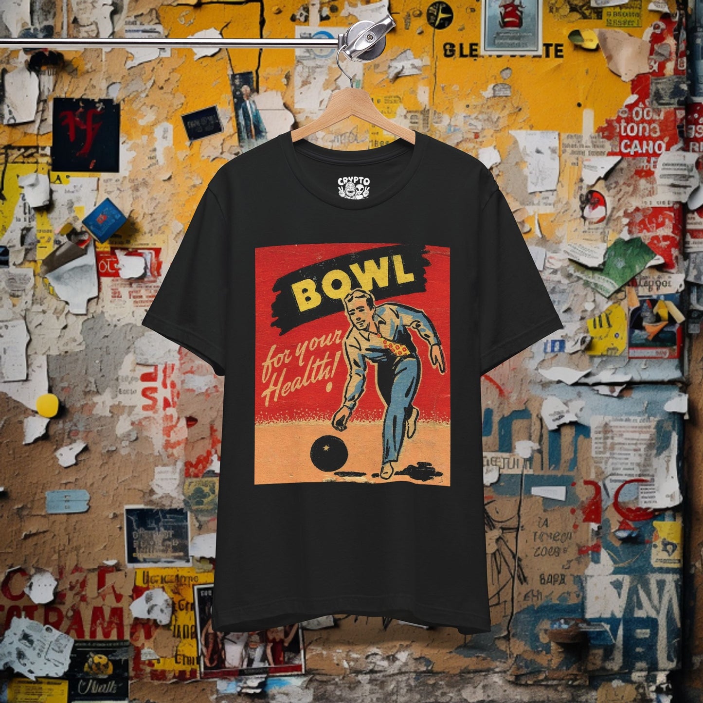 T-Shirt - Bowl for Your Health Tee | Unisex T-shirt | Bowling, Retro | Vintage, Funny from Crypto Zoo Tees
