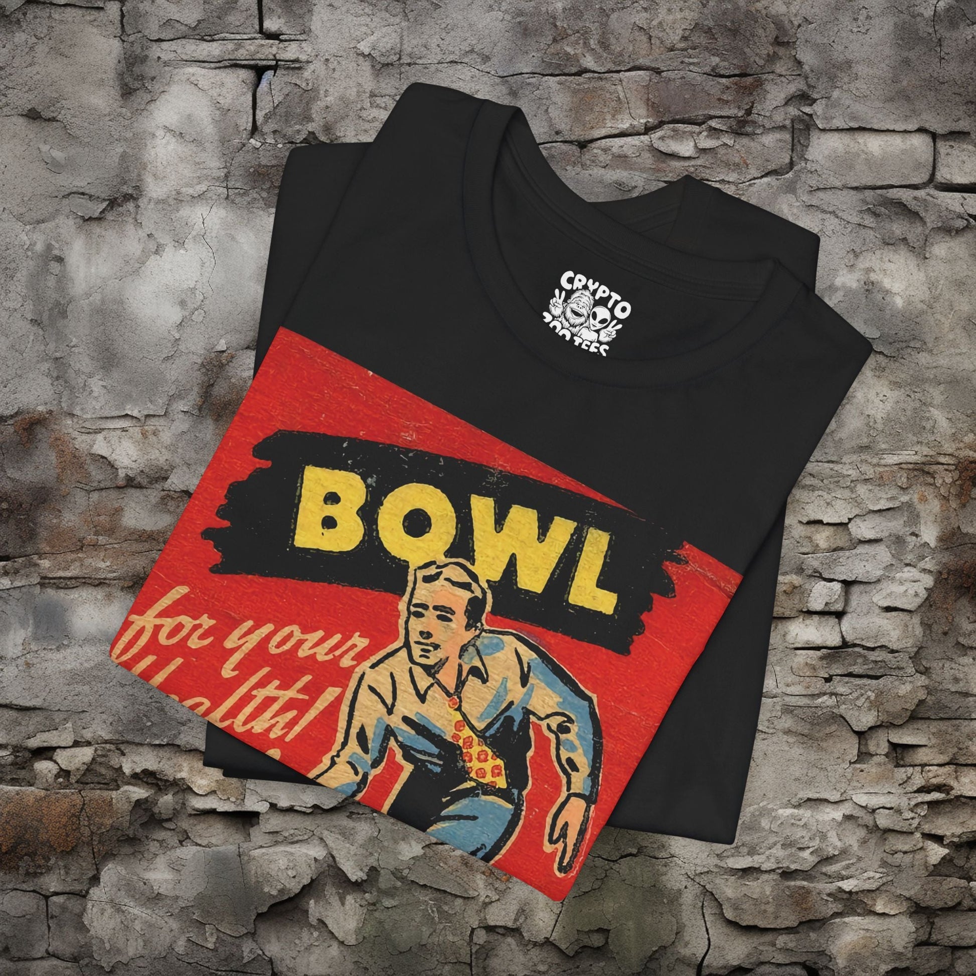 T-Shirt - Bowl for Your Health Tee | Unisex T-shirt | Bowling, Retro | Vintage, Funny from Crypto Zoo Tees