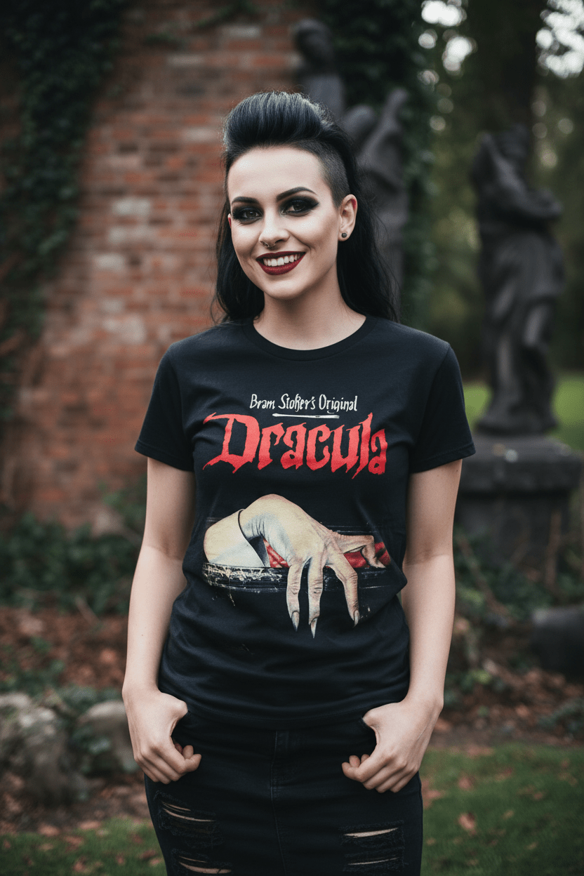 T-Shirt - Bram Stokers Dracula Tee | Horror, Books | Ladies Tee - Gildan 5000L from Crypto Zoo Tees