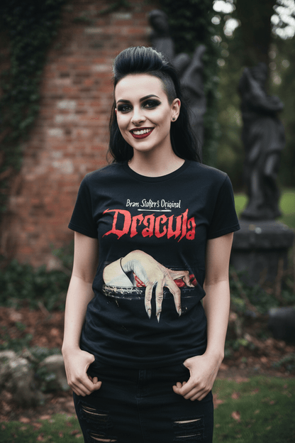 T-Shirt - Bram Stokers Dracula Tee | Horror, Books | Ladies Tee - Gildan 5000L from Crypto Zoo Tees