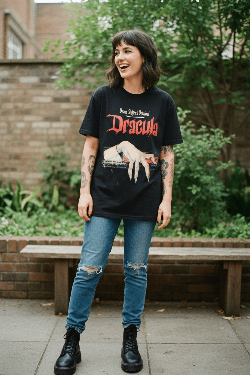 T-Shirt - Bram Stokers Dracula Vintage Shirt | Unisex Heavy Cotton - Gildan 5000 | Books, Horror | Retro & Vintage from Crypto Zoo Tees