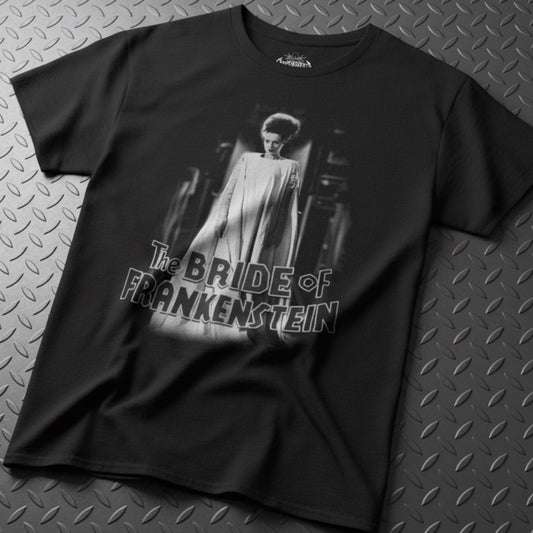 T-Shirt - Bride of Frankenstein Shirt | Unisex Heavy Cotton - Gildan 5000 | Horror, Goth/Gothic, Retro & Vintage from Crypto Zoo Tees