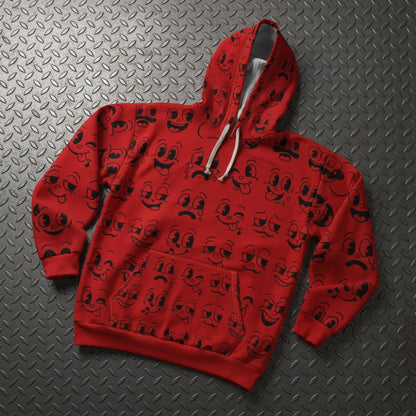 All Over Prints - Cartoon Faces Hoodie | Funny, Retro & Vintage | Unisex Pullover Hoodie from SHIRT MONSTERS (Formally Crypto Zoo Tees)