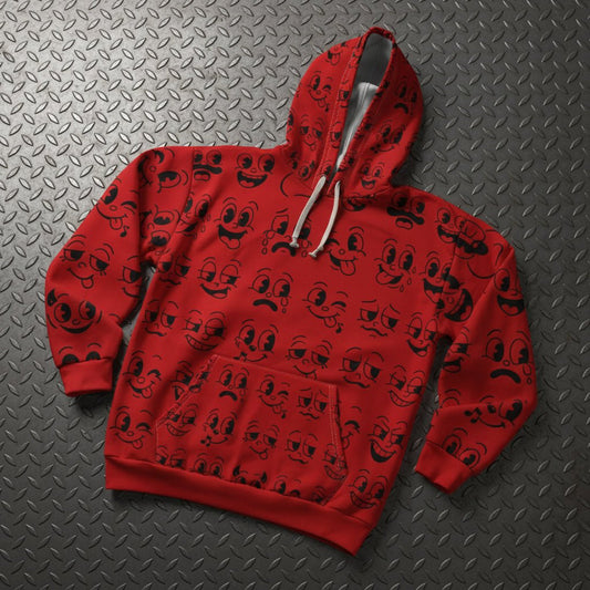 All Over Prints - Cartoon Faces Hoodie | Funny, Retro & Vintage | Unisex Pullover Hoodie from SHIRT MONSTERS (Formally Crypto Zoo Tees)