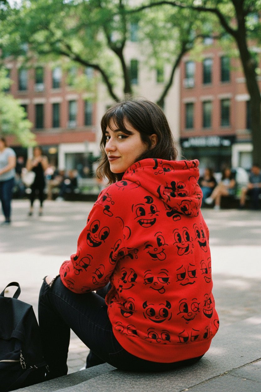 All Over Prints - Cartoon Faces Hoodie | Funny, Retro & Vintage | Unisex Pullover Hoodie from SHIRT MONSTERS (Formally Crypto Zoo Tees)