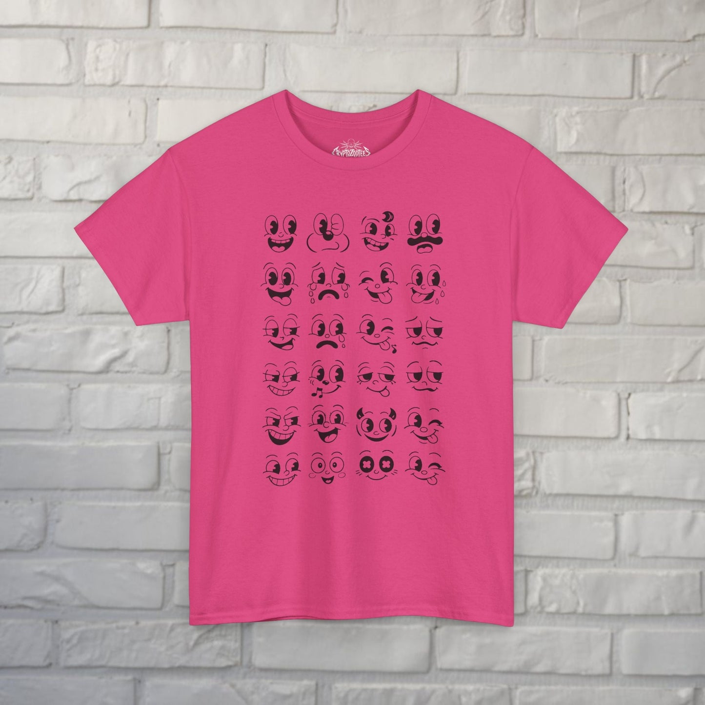 T-Shirt - Cartoon Faces Shirt | Unisex Heavy Cotton | Funny, Retro & Vintage from SHIRT MONSTERS (Formally Crypto Zoo Tees)