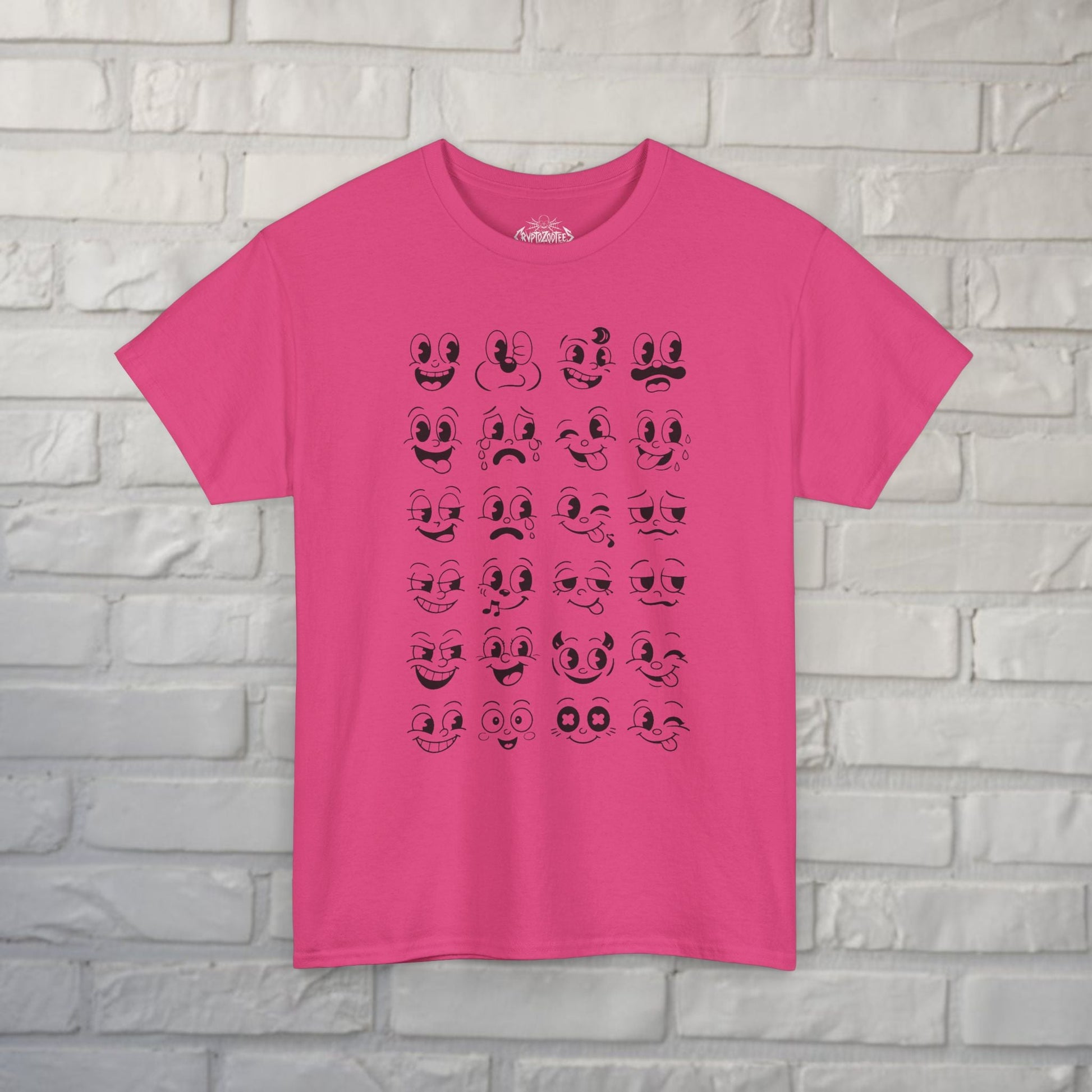 T-Shirt - Cartoon Faces Shirt | Unisex Heavy Cotton | Funny, Retro & Vintage from SHIRT MONSTERS (Formally Crypto Zoo Tees)