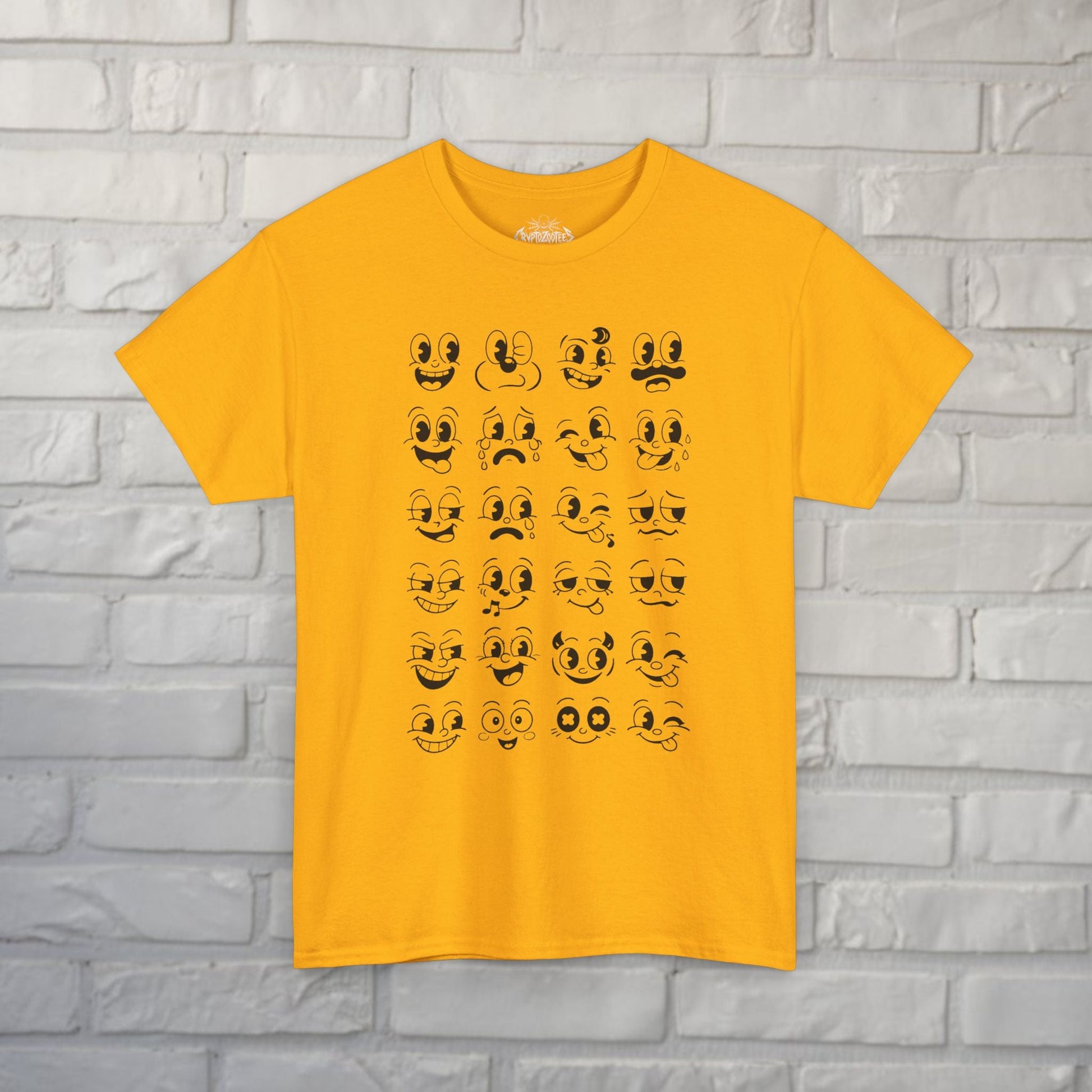 T-Shirt - Cartoon Faces Shirt | Unisex Heavy Cotton | Funny, Retro & Vintage from SHIRT MONSTERS (Formally Crypto Zoo Tees)