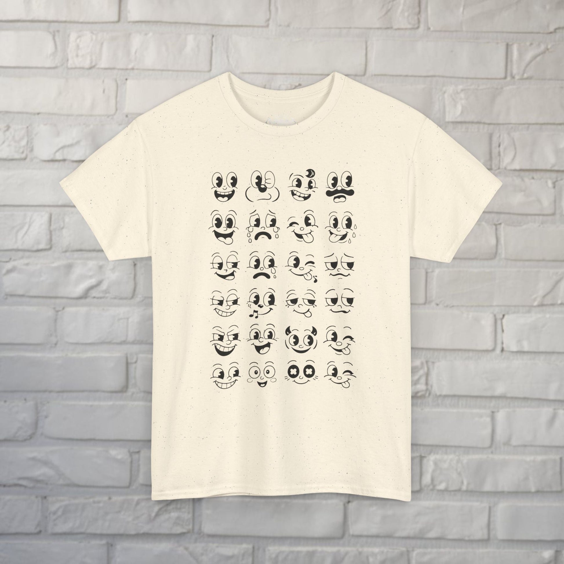 T-Shirt - Cartoon Faces Shirt | Unisex Heavy Cotton | Funny, Retro & Vintage from SHIRT MONSTERS (Formally Crypto Zoo Tees)