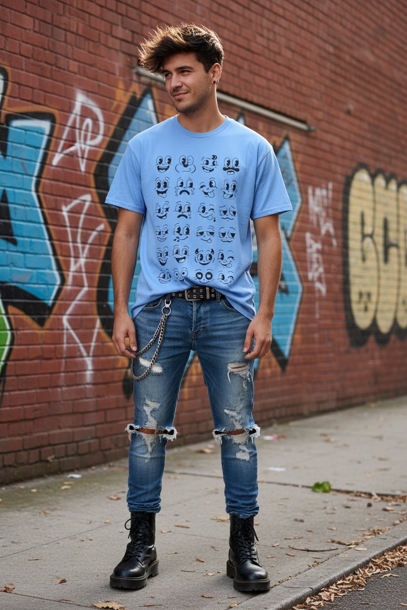 T-Shirt - Cartoon Faces Shirt | Unisex Heavy Cotton | Funny, Retro & Vintage from SHIRT MONSTERS (Formally Crypto Zoo Tees)
